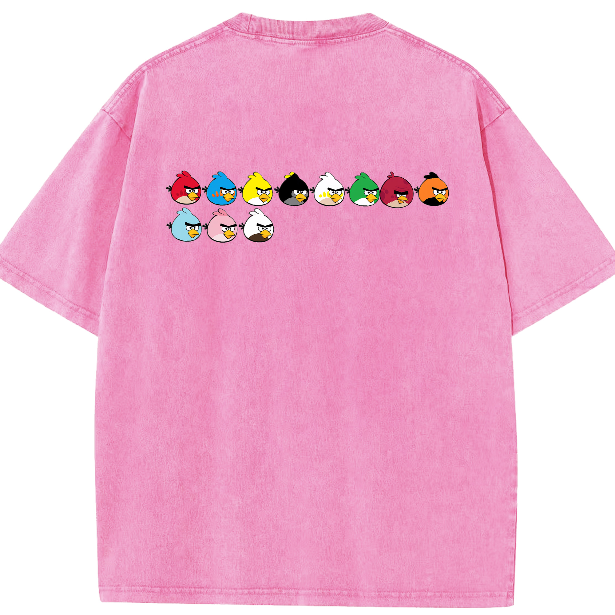 （画像用） Angry Birds アングリーバード 綿100% ヴィンテージ風 半袖Tシャツ（背面プリント）